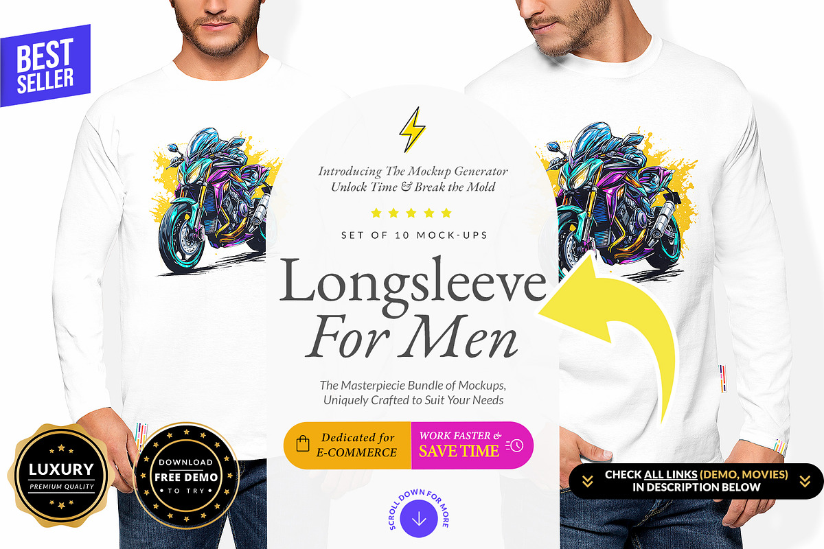 Men Longsleeve 10x Mock-ups, a Shirt Mockup by Mocca Mockups Store (Photo 1 of 5)
