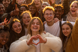 Diverse group of young people smilin, a Photo by Pixeness Studio
