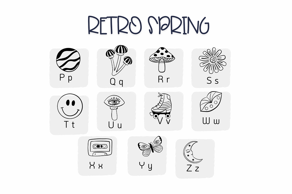 Retro Spring | Symbols Fonts, a Symbol Font by Sirinart (Photo 5 of 12)