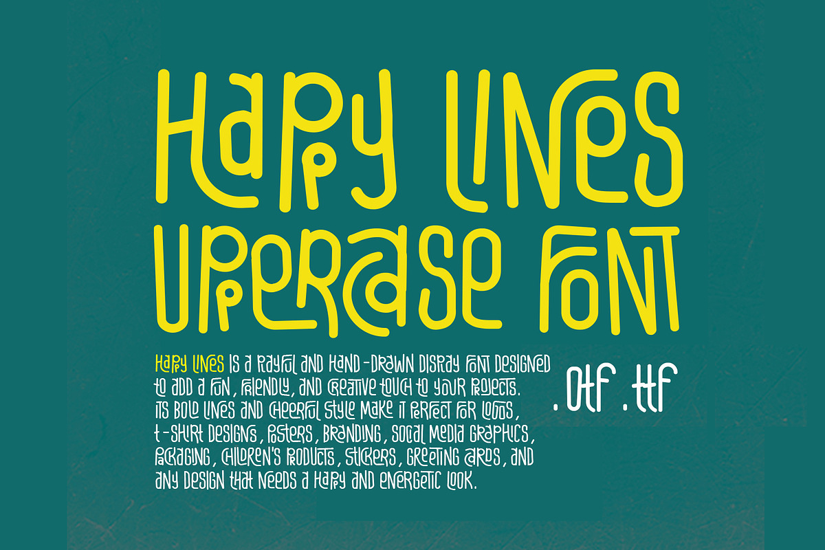 Happy Lines Uppercase Font, a Script Font by akropol (Photo 2 of 6)