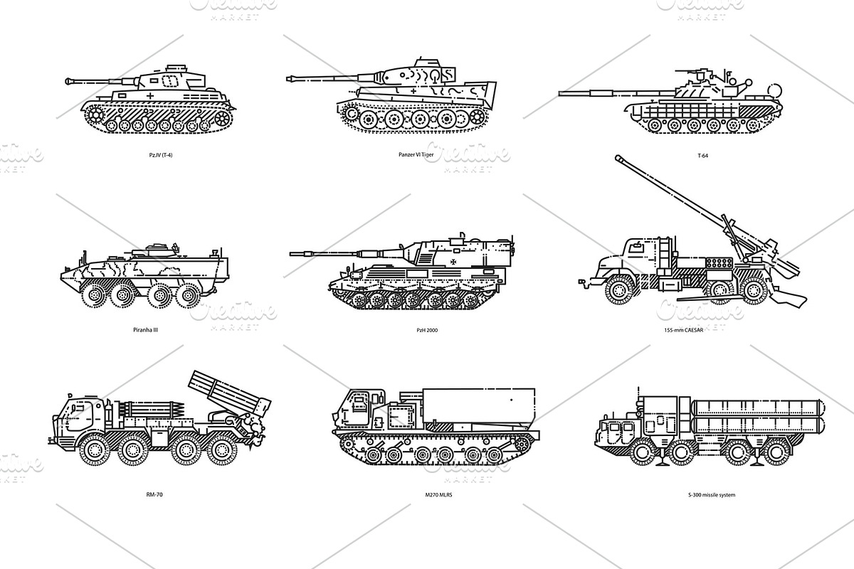 Military Transport Icons, an Object Illustration by Tettygreen (Photo 2 of 3)