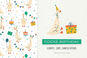 Goose Birthday Clipart, an Animal Illustration by Irina Ostapenko
