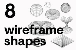 Wireframe geometric shapes. Vector