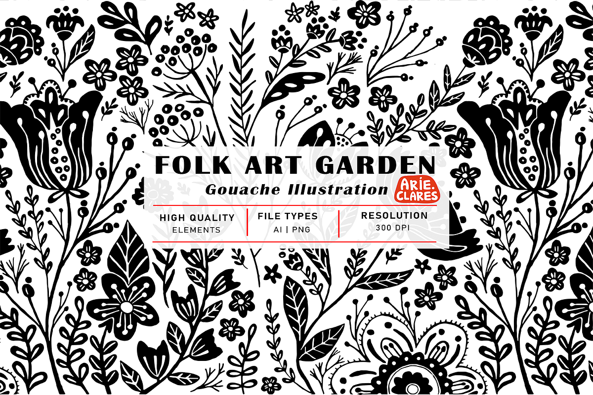 Folk Art Garden, a Pattern Graphic by Arie Clares (Photo 1 of 7)