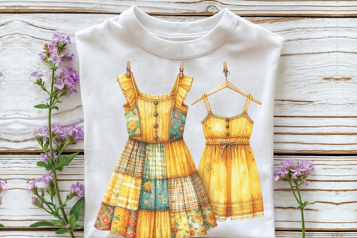 Yellow Patchwork Summer Clipart, an Illustration by CraftArtStudio (Photo 3 of 6)