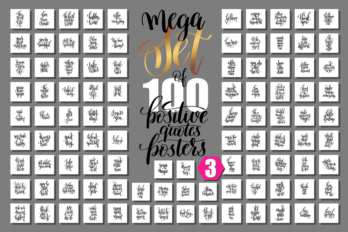 mega set of 100 positive quotes, a Decorative Illustration by karakotsya (Photo 1 of 12)