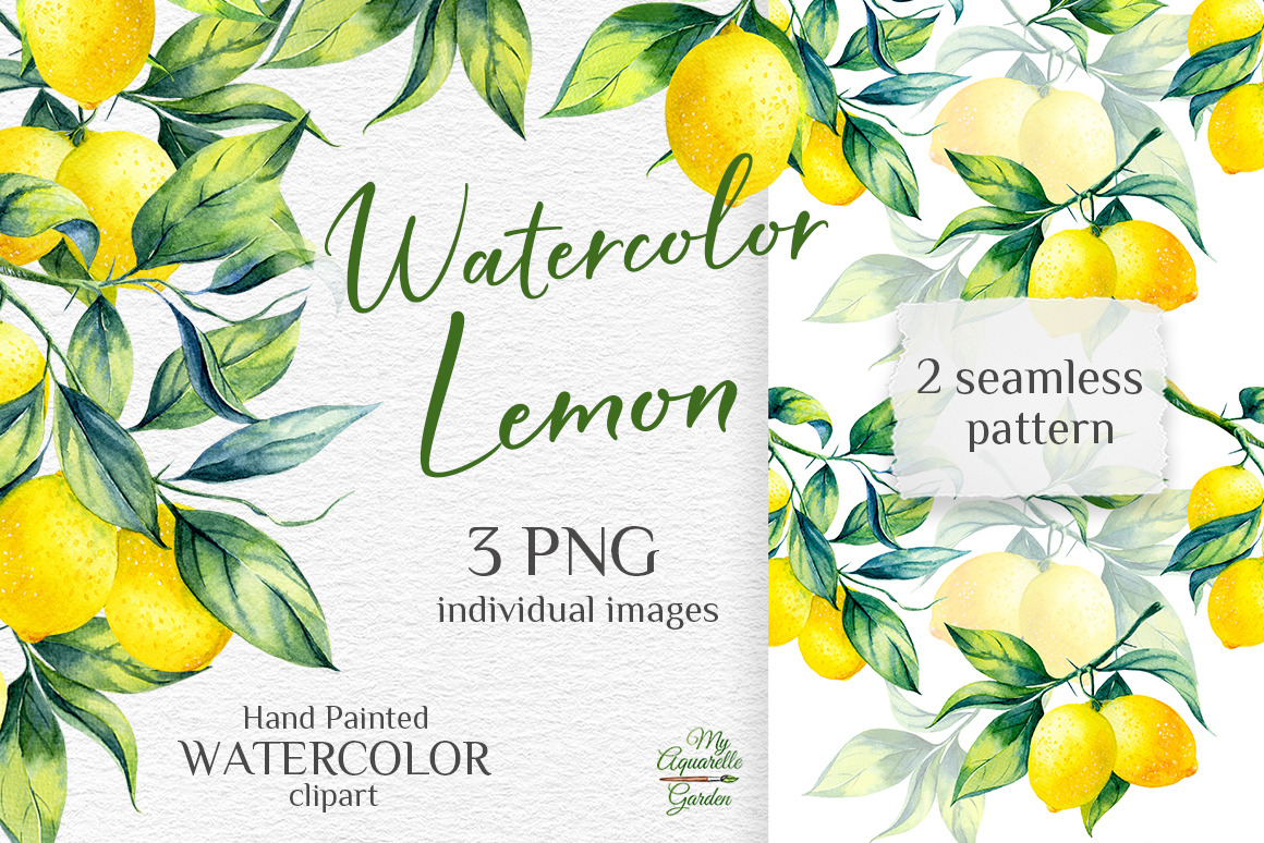 Watercolor lemon branch, an Illustration by MyAquarelleGarden