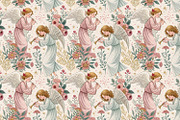 Angels and Vintage Flowers., a Pattern Graphic by Designs by Helen Trupak (Thumbnail 9 of 14)