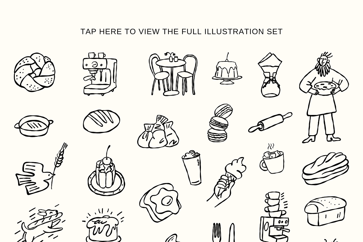 Bakery Doodles: 100 Hand-Drawn Pack, a Food Illustration by Veyla (Photo 2 of 8)