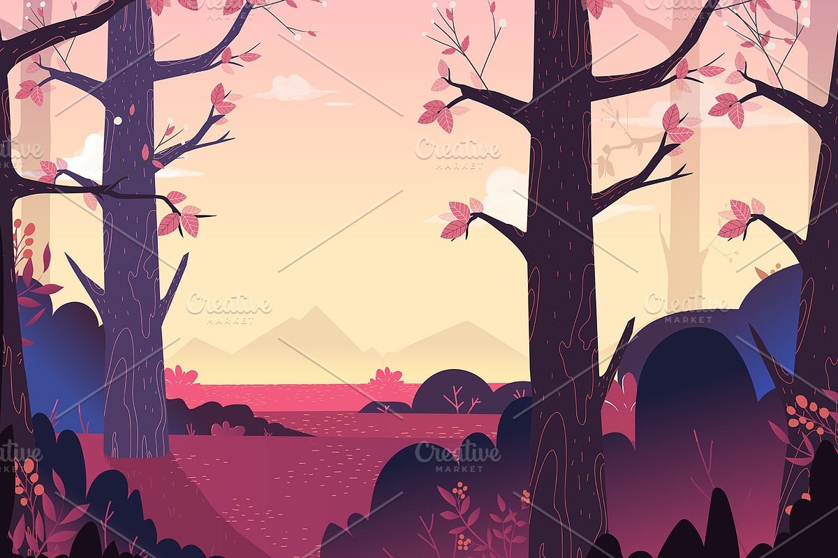 Forest Illustration, an Illustration by 2dvillShop