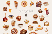 OCTOBER Watercolor Autumn Set, an Object Graphic by Kaleriia (Thumbnail 3 of 11)