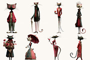 Watercolor Whimsical Cat Clipart, an Animal Illustration by BusyDaydesign (Thumbnail 3 of 9)