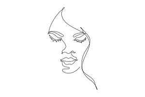 One Line Continuous Woman's Face