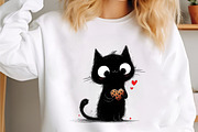 Whimsical Valentine Black Cat Clipar, an Illustration by designcity5 (Thumbnail 4 of 5)