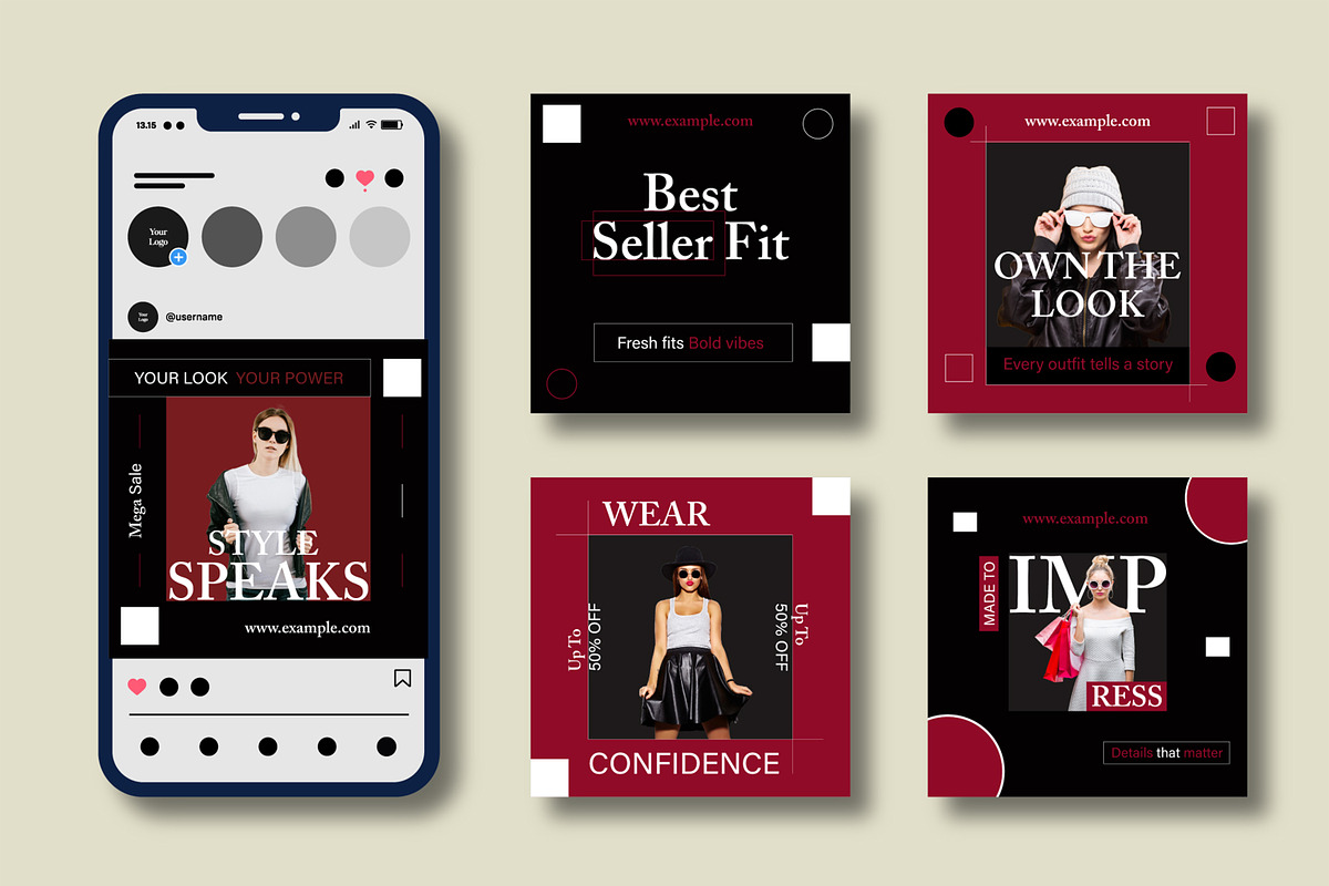Fashion Social Media Template Design, a Social Media Template by MightyDesign (Photo 1 of 8)