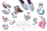 Baby Mermaids Unicorns Clipart, an Animal Illustration by KaramfilaS (Thumbnail 2 of 6)