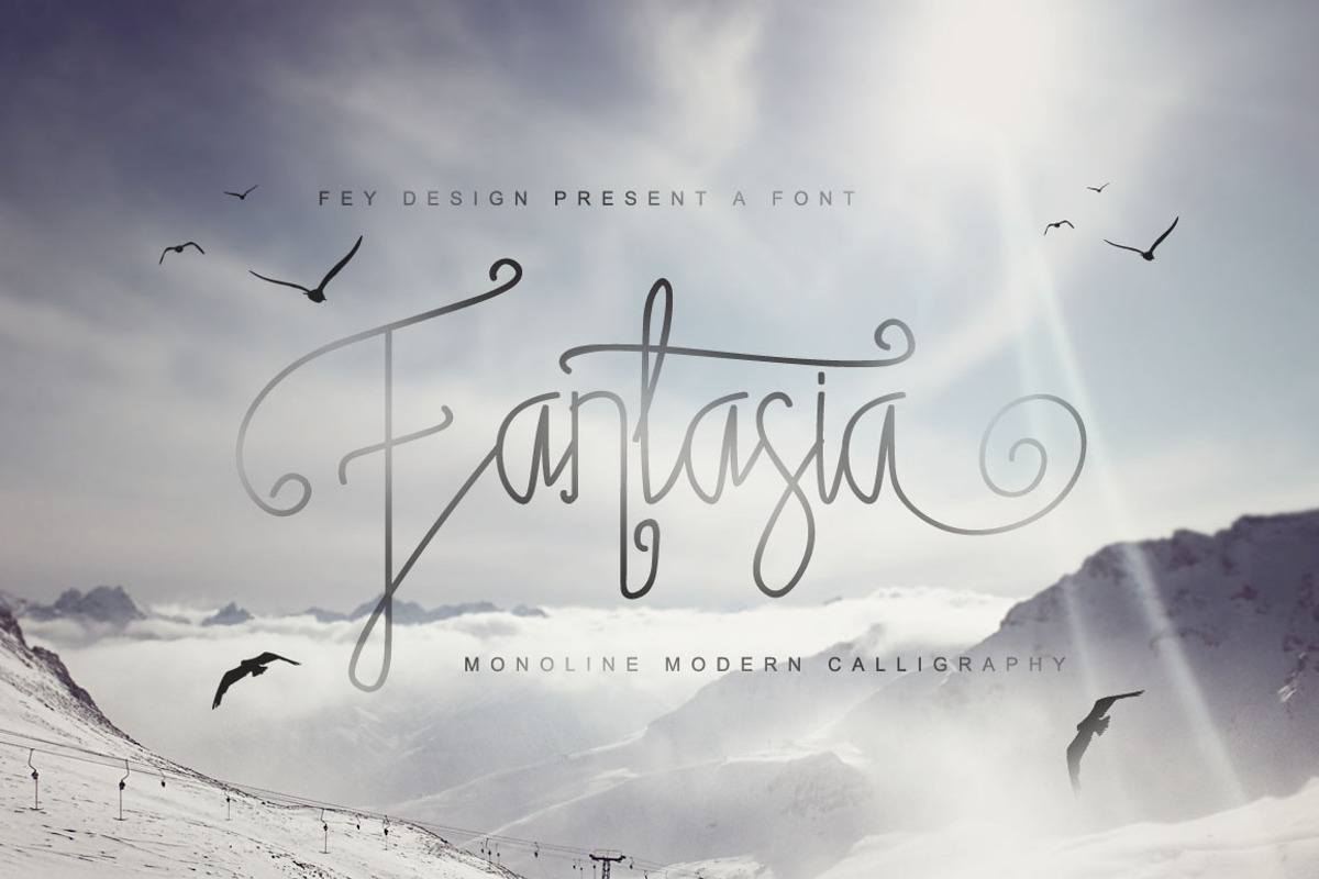 Fantasia Monoline Calligraphy +Bonus preview 8