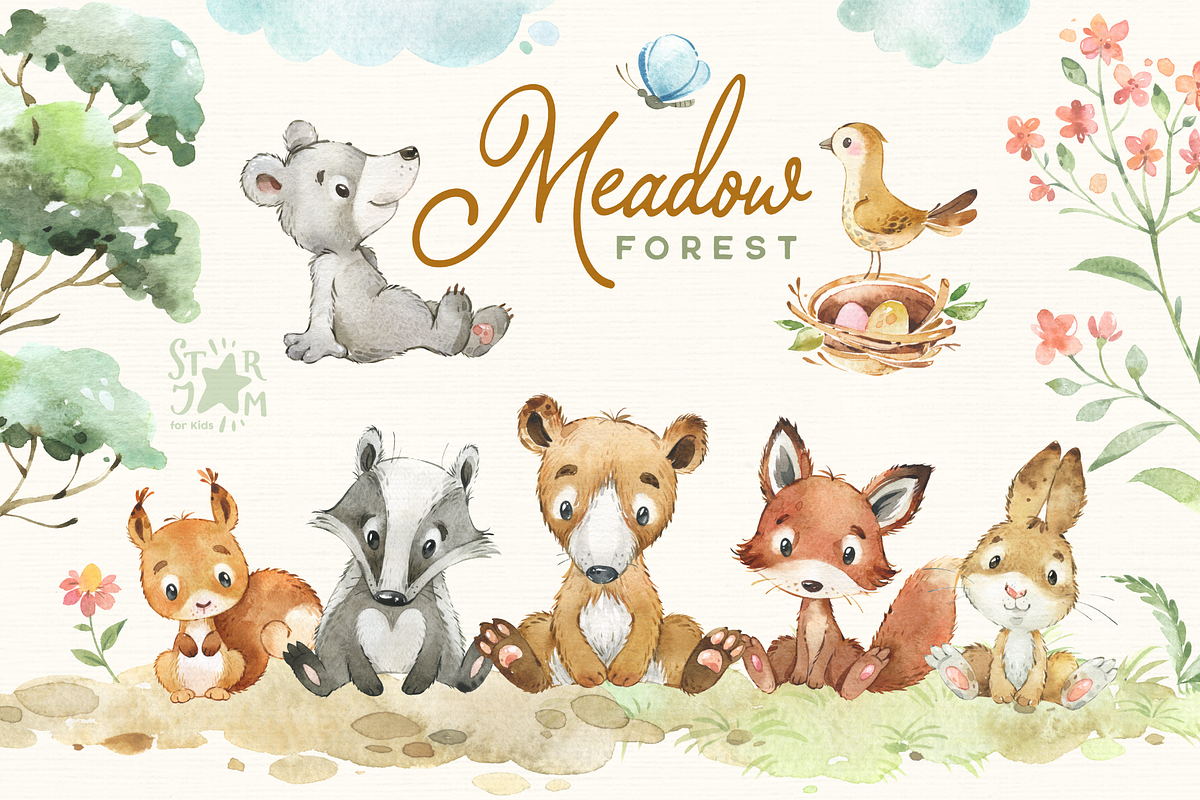 Forest Meadow Collection, an Animal Illustration by StarJam (Photo 1 of 6)