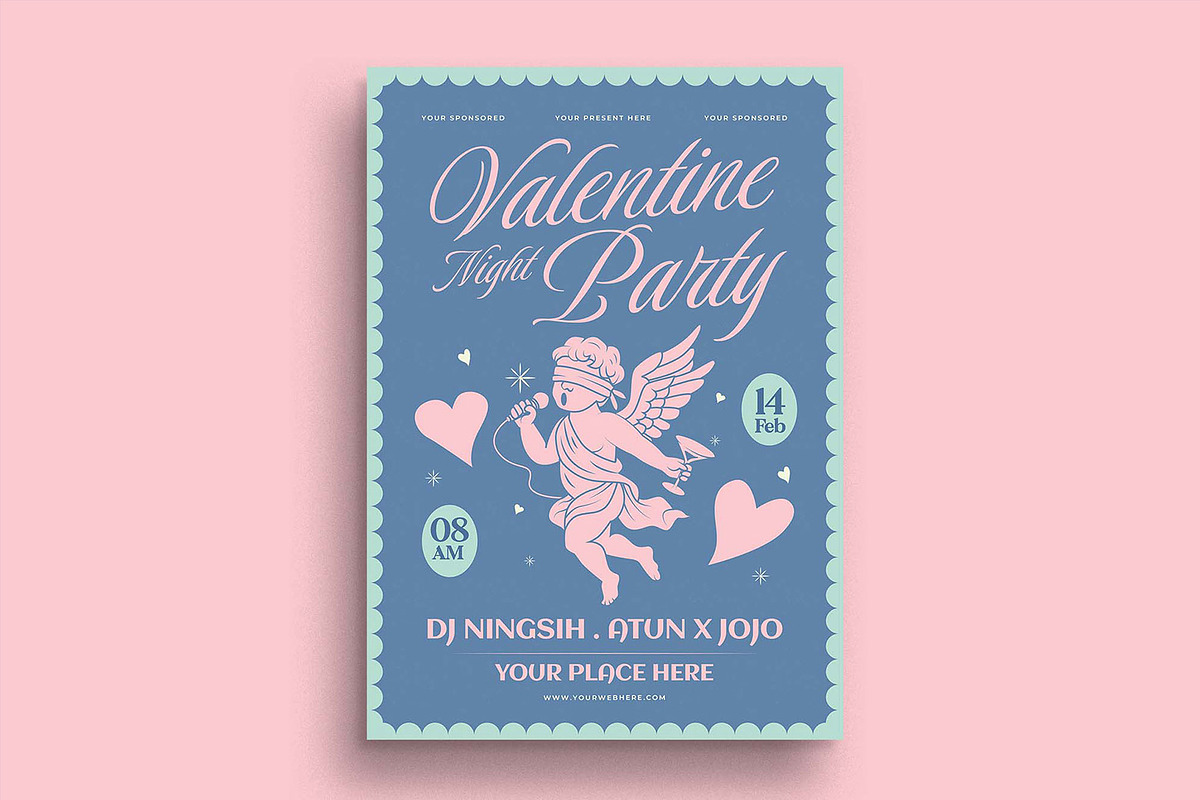 Valentine Night Party Flyer Template, a Flyer Template by megarez (Photo 1 of 3)