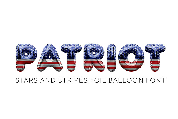PATRIOT - USA flag foil balloon font preview 7