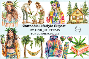 Cannabis Lifestyle Clipart Bundle, an Illustration by Craft Nest