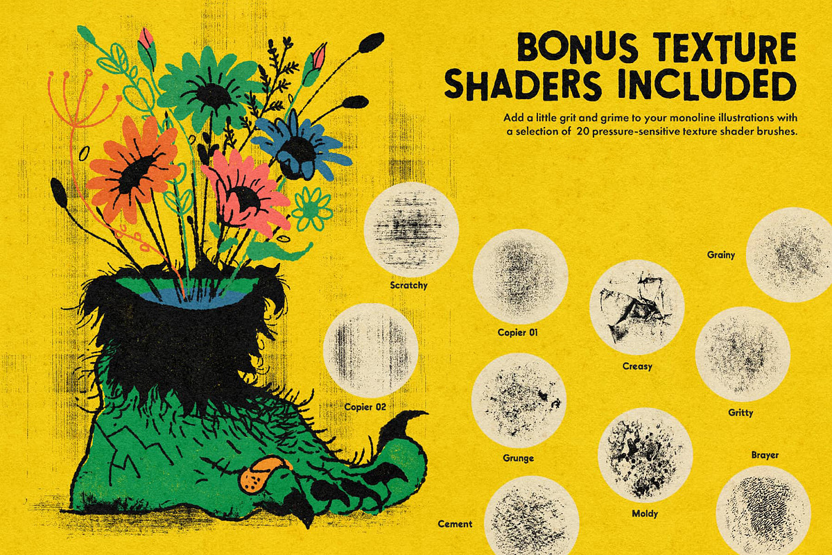 Monomania Liners for Photoshop, a Brush Add-On by True Grit Texture Supply (Photo 6 of 7)