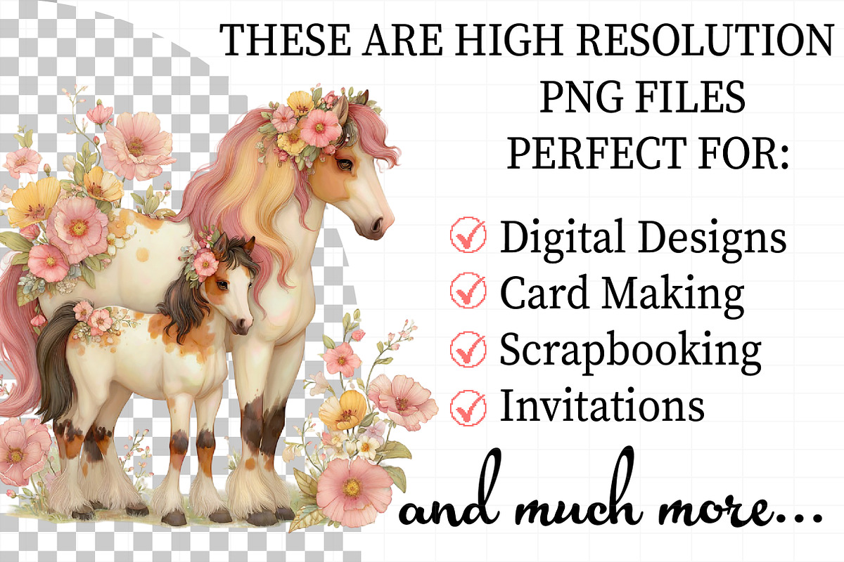 Whimsical Mother's Day Horse Clipart, an Illustration by Daily.Designs (Photo 2 of 8)