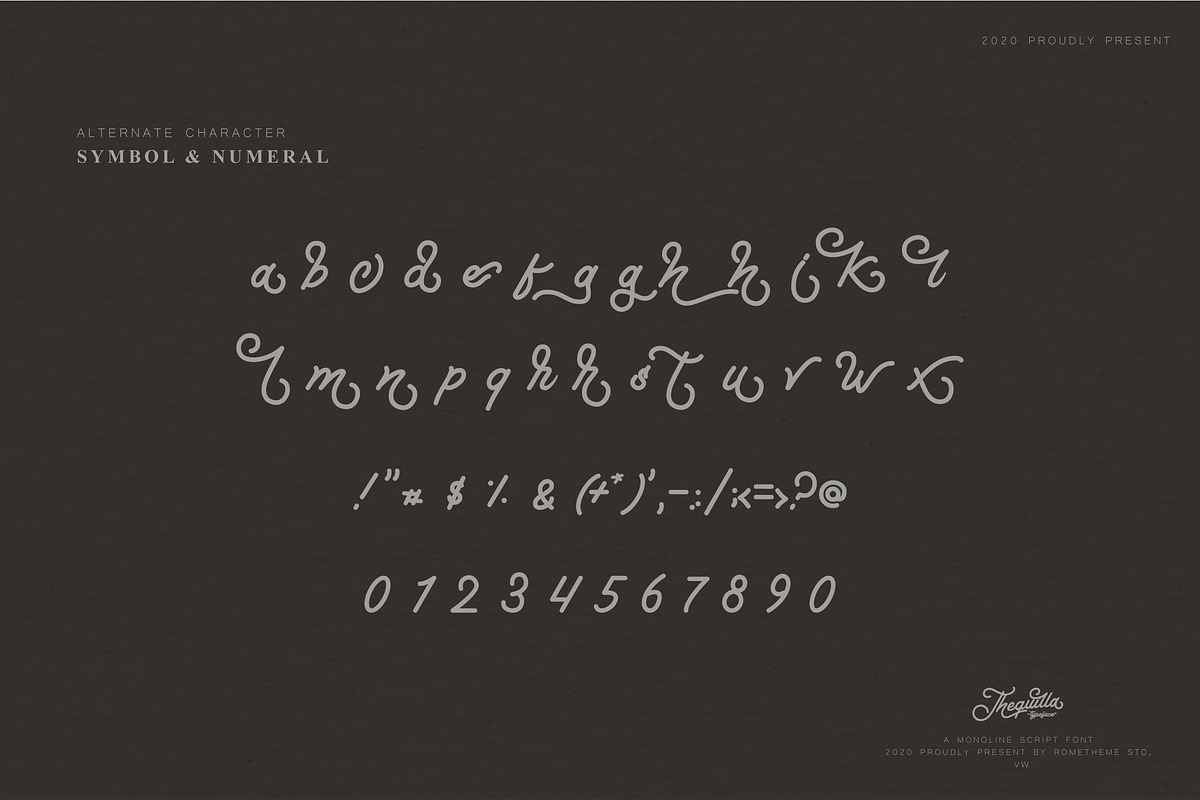 Thequilla - Monoline Script Font, a Script Font by Rometheme Std (Photo 6 of 7)