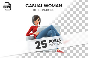 Casual Woman – Set of 25 Poses, a Person Illustration by 3DMask