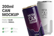200ml Slim Can Mockup, a Packaging Mockup by AY Mock-Ups (Thumbnail 1 of 10)