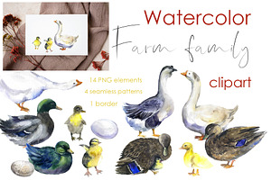 Watercolor Farm Clipart, Goose Art