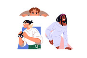 Curious people peeking, looking out, a Person Illustration by PaperTrident (Thumbnail 4 of 5)