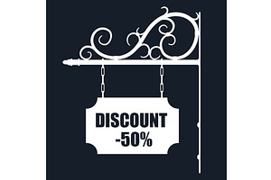 Vintage Hanging Sign with 50 Percent, an Object Illustration by piter.goskov