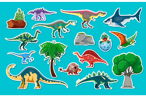Prehistoric dinosaurs stickers, an Animal Illustration by Vector Tradition