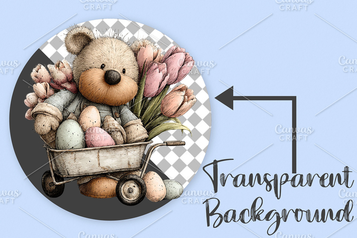 Whimsical Easter Teddy Bear Clipart, an Illustration by Canvas Craft (Photo 2 of 7)