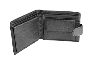Black wallet isolated, a Photo by saiko3p