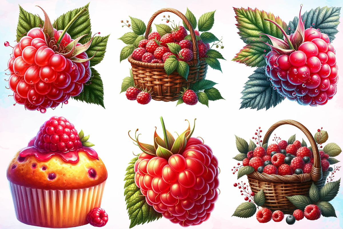Watercolor Autumn Raspberry Clipart, a Seasonal Illustration by Canvas Craft (Photo 2 of 8)