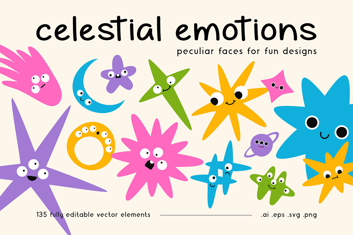 Celestial Emotions | Vector Shapes, an Object Graphic by stasylionet (Photo 1 of 8)
