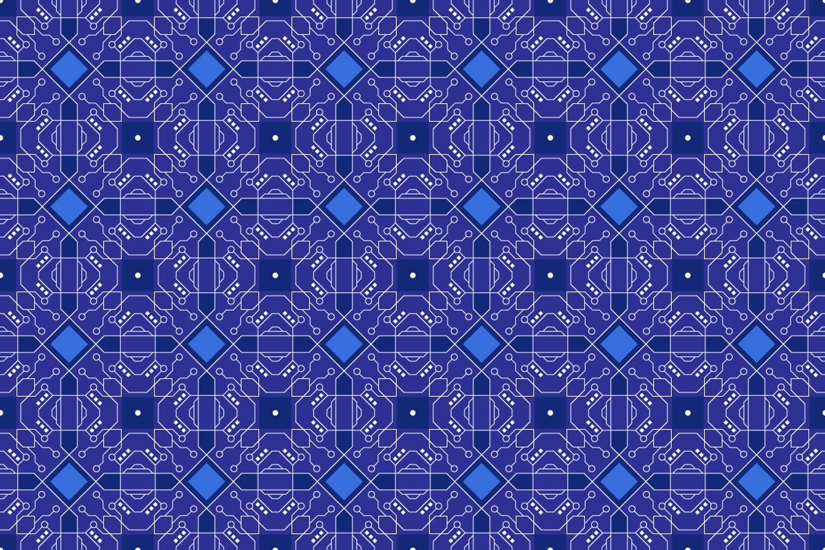 Blue Geometric Tech Circuit Pattern, a Pattern Graphic by Mightyfire