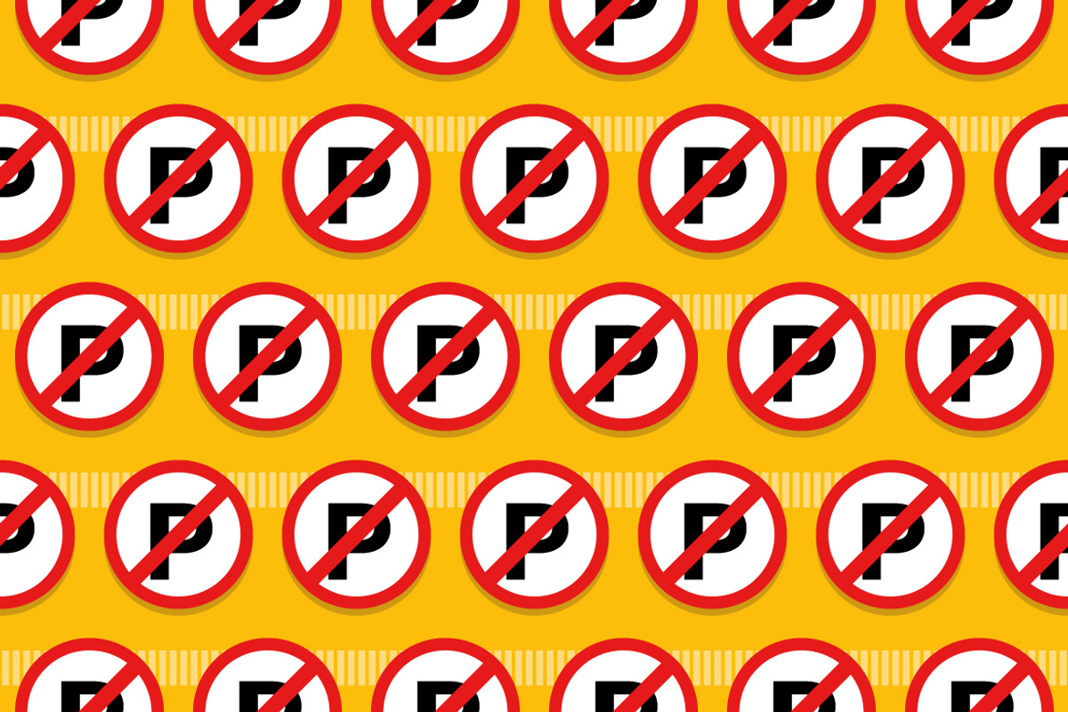 No Parking Sign Seamless Pattern, a Pattern Graphic by Mightyfire