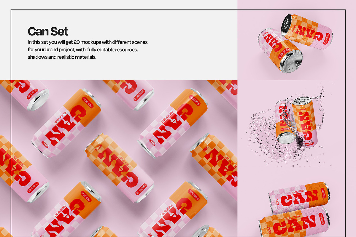 Beverage Can Mockup Set, a Packaging Mockup by Mego-studio (Photo 3 of 7)