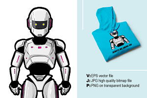White metal robot in Pop Art, a Technology Illustration by Kapitosh