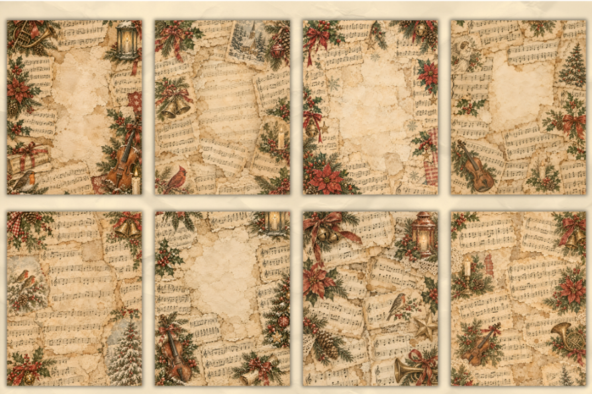 Christmas Music Sheets Junk Journal, a Background Graphic by Markicha Art (Photo 2 of 5)