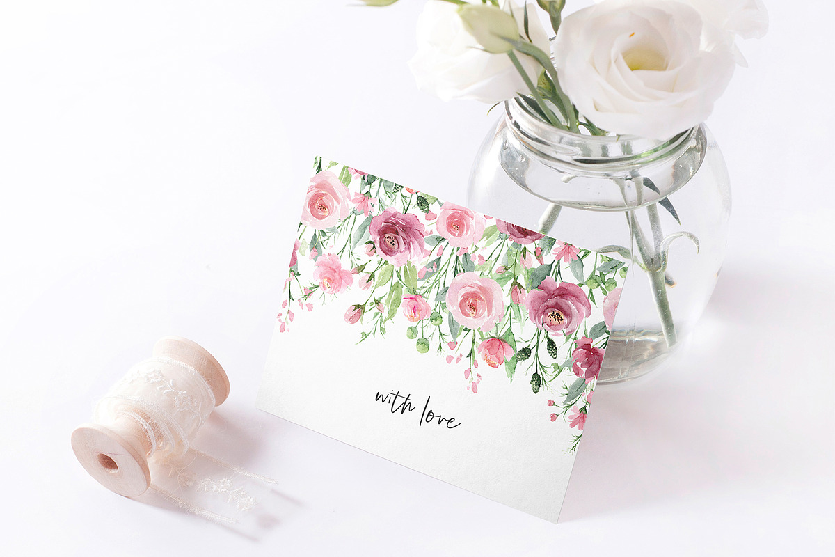 Watercolor flowers Pink & Marsala, an Illustration by Larisa Maslova (Photo 14 of 14)
