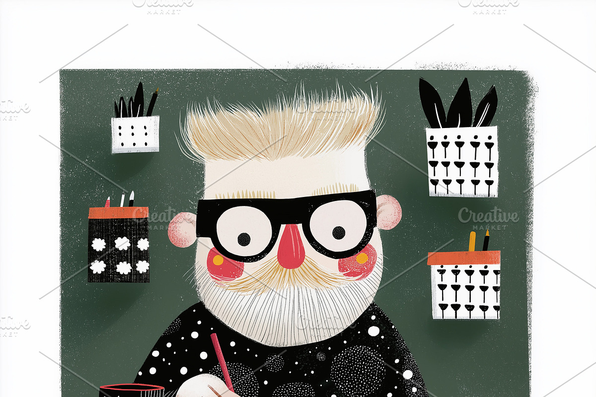 An elderly man with gray hair, a Person Illustration by Sybillla