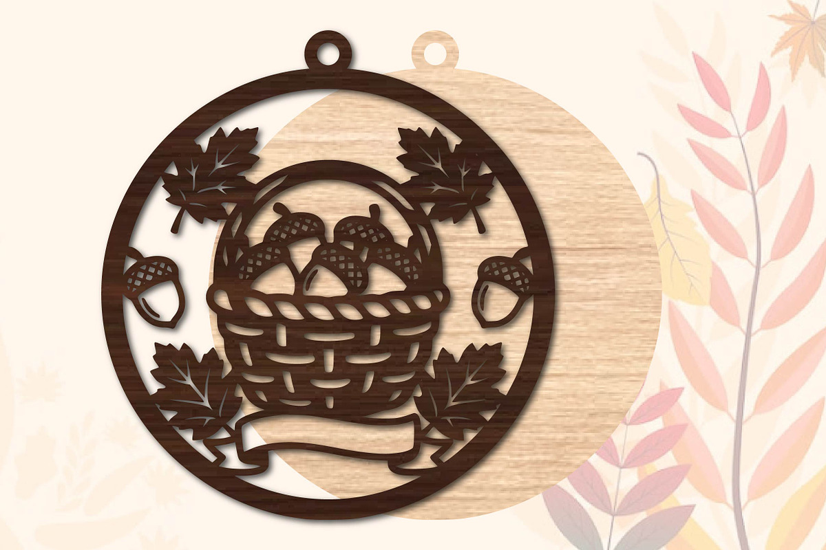 Autumn Acorn Basket Laser Cut SVG, an Object Graphic by DreamPrint404 (Photo 3 of 3)