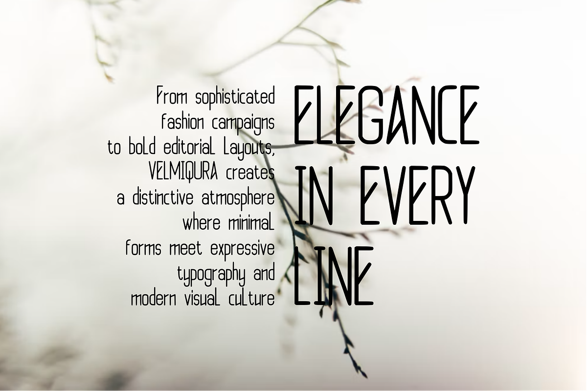 Velmiqura Modern Experimental, a Sans Serif Font by idealistudio (Photo 5 of 5)