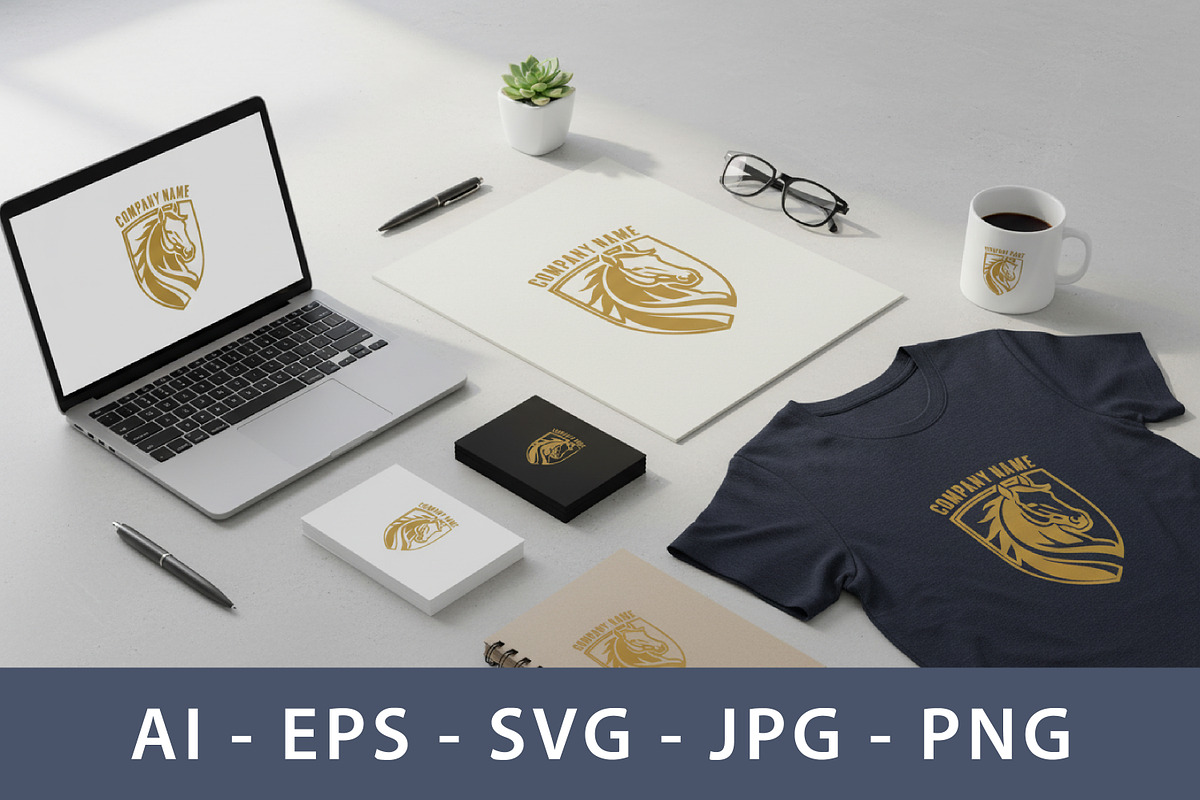 Regal Golden Horse Head Shield logo, a Branding & Logo Template by Saba Vector (Photo 2 of 3)