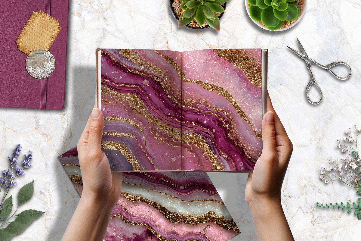 Blush Pink Agate Textures Scrapbooks, a Background Graphic by V Design Creator (Photo 2 of 12)