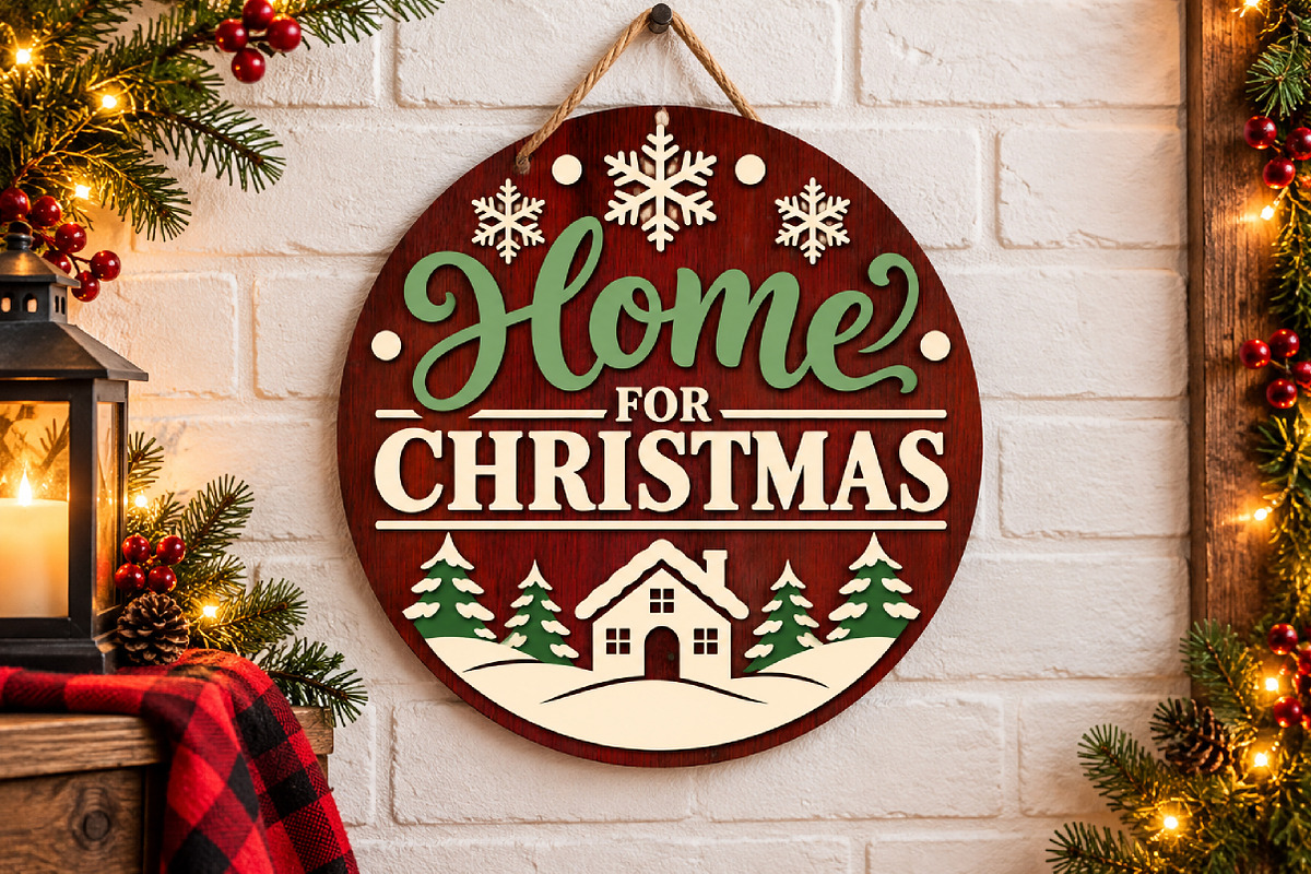 Christmas Home For Christmas SVG, a Seasonal Illustration by Canvas Craft (Photo 2 of 4)